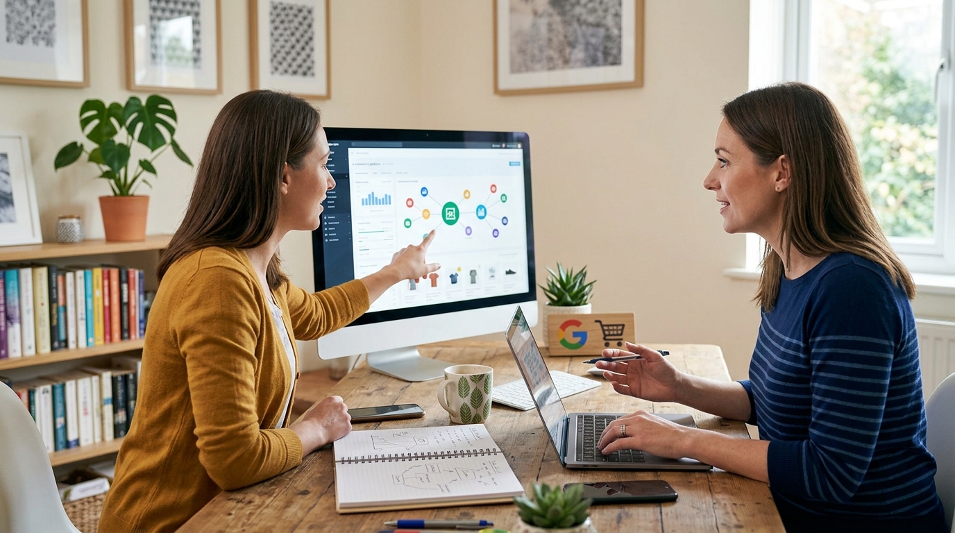 Ilustração: Conectando o Google Merchant Center ao Google Ads e Criando sua Primeira Campanha - Como Configurar o Google Shopping para Sua Loja Online: Guia Completo para Iniciantes