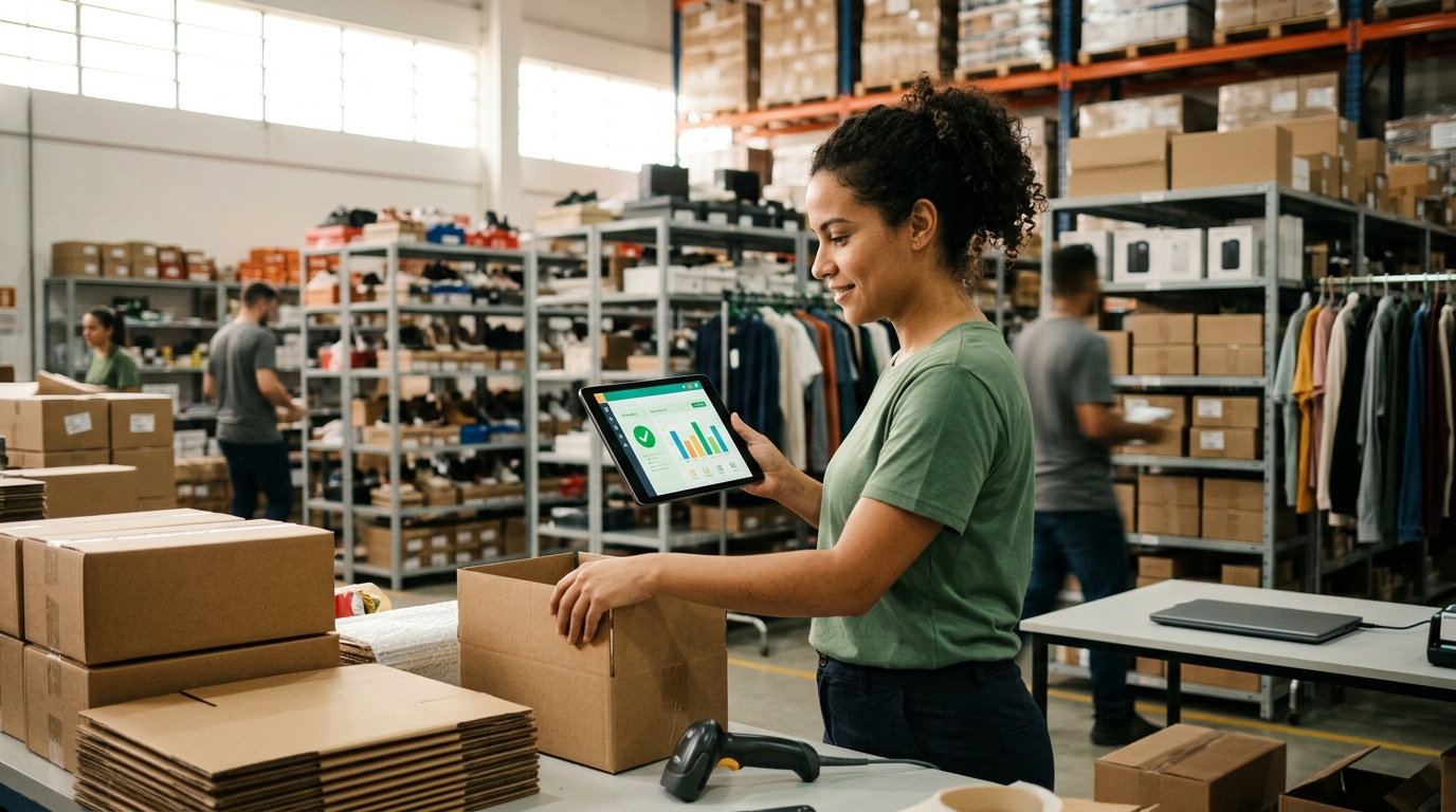 Ilustração: A Conexão Crucial: Estoque, SEO e Experiência do Cliente - Como Organizar o Estoque do E-commerce para Otimizar SEO e Vendas: Um Guia Prático