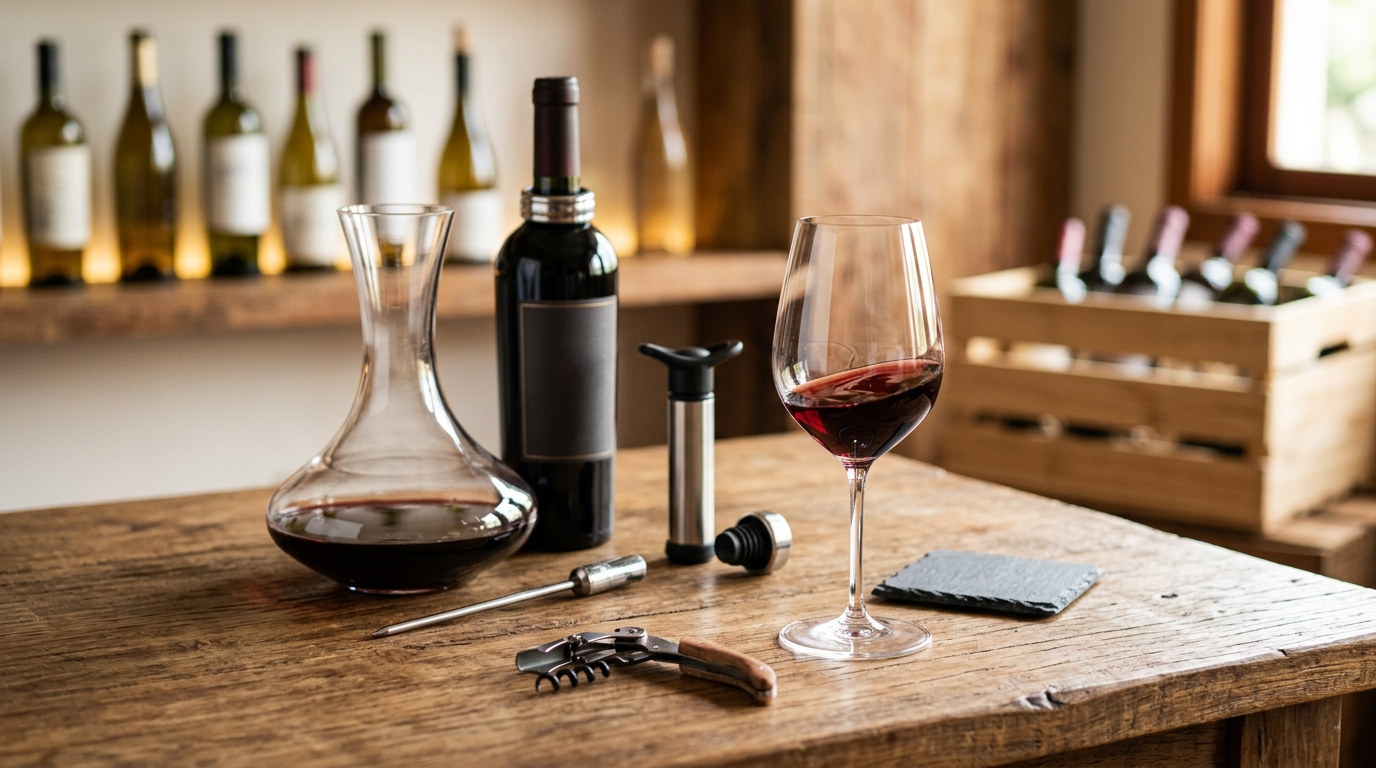 Ilustração: Por Que Acessórios São Cruciais para Vinhos Brasileiros? - Acessórios Essenciais para Vinhos Brasileiros em 2026: Guia Completo para Iniciantes