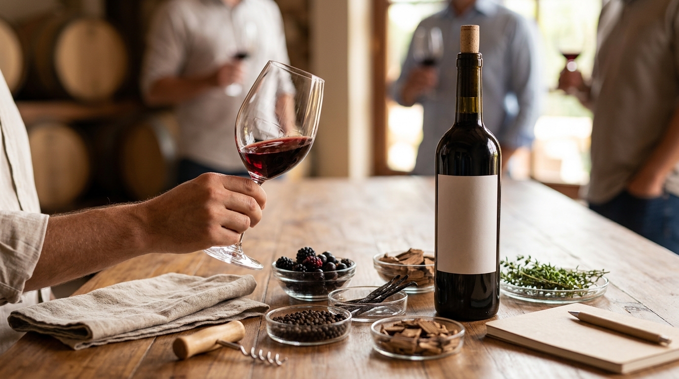 Ilustração: Notas de Sabor e Aroma Comuns em Vinhos Brasileiros em 2026 - Como Descrever o Sabor do Vinho Brasileiro em 2026: Guia Completo para Iniciantes