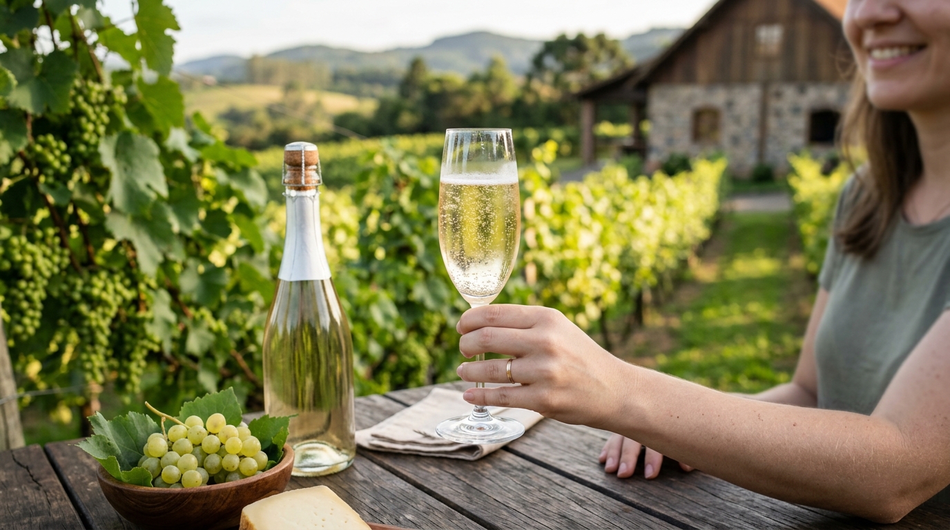 Ilustração: Espumante Moscatel: Doçura, Leveza e Aromas Frutados - Espumantes Brasileiros: Brut, Moscatel ou Nature? Guia Essencial para Iniciantes em 2026