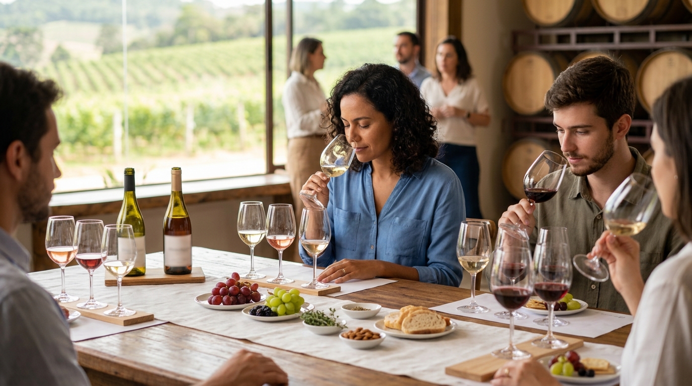 Ilustração: Descobrindo o Perfil Sensorial do Vinho Goethe: Aromas e Sabores para Iniciantes - Vinho Goethe Brasileiro: Guia Completo da Uva Branca Exclusiva para Iniciantes em 2026