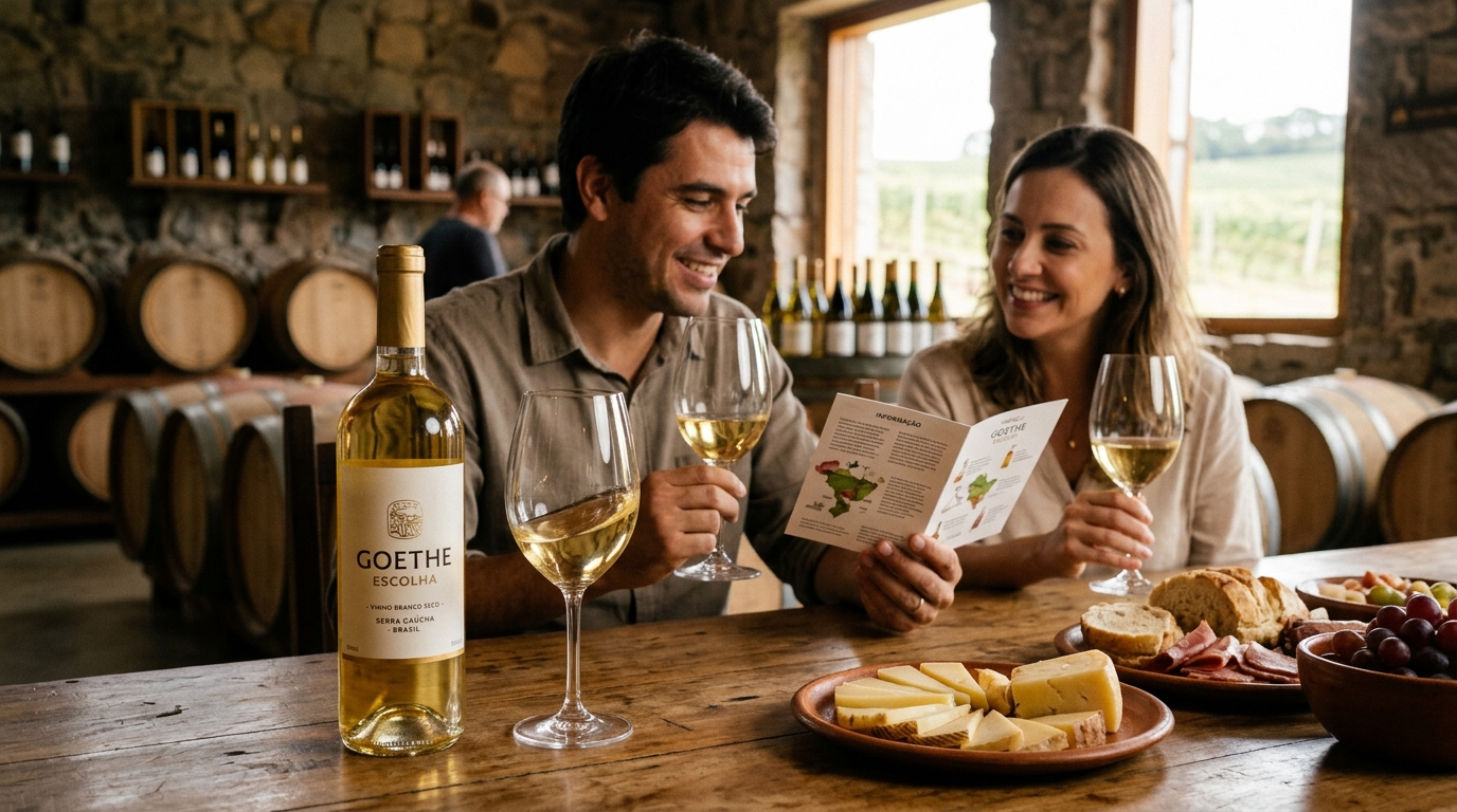 Ilustração: Por Que o Vinho Goethe é a Escolha Certa para Iniciantes em 2026? - Vinho Goethe Brasileiro: Guia Completo da Uva Branca Exclusiva para Iniciantes em 2026