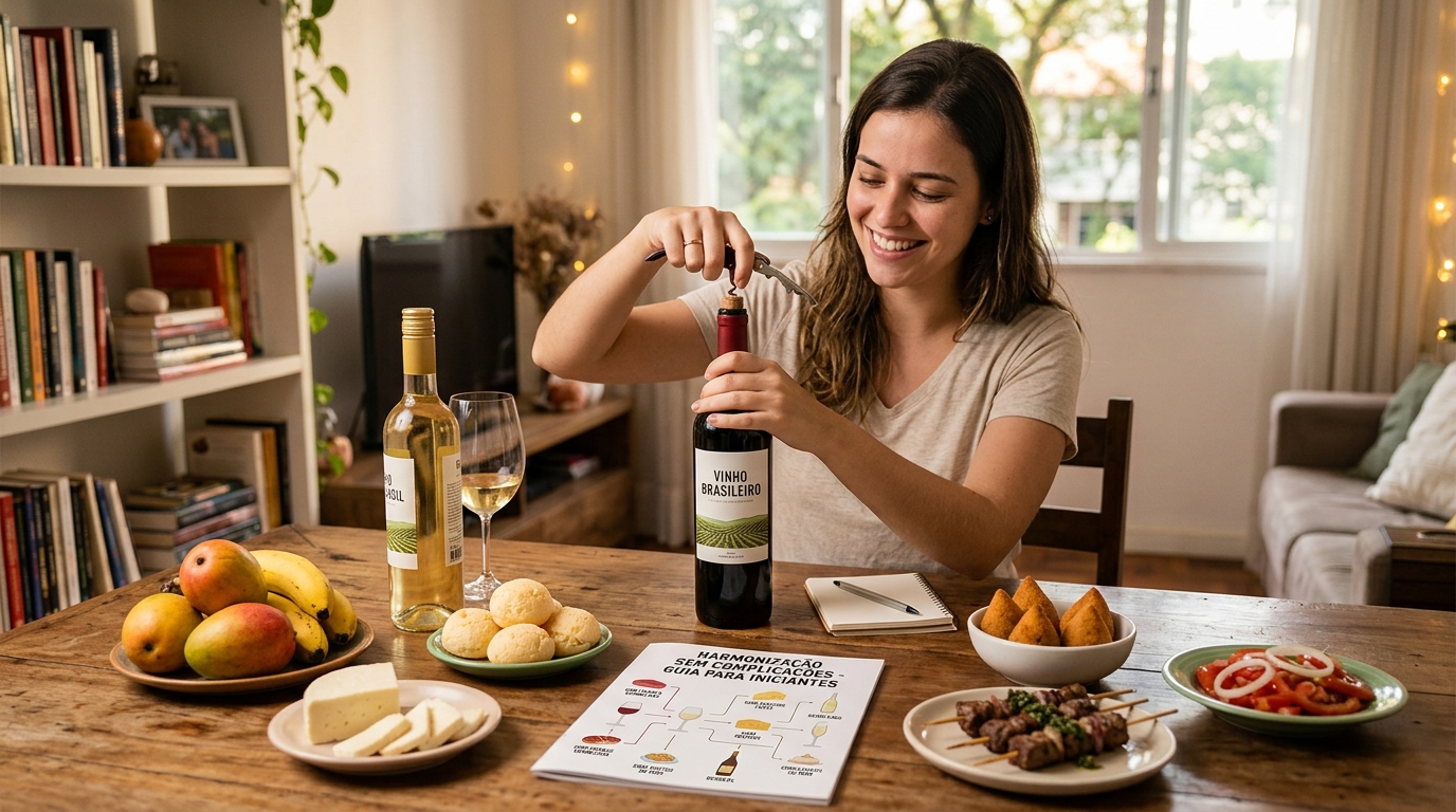 Ilustração: Dicas Práticas para Descomplicar Sua Harmonização em 2026 - Harmonização Descomplicada: Vinhos Brasileiros e a Rica Culinária Nordestina em 2026 (Guia para Iniciantes)