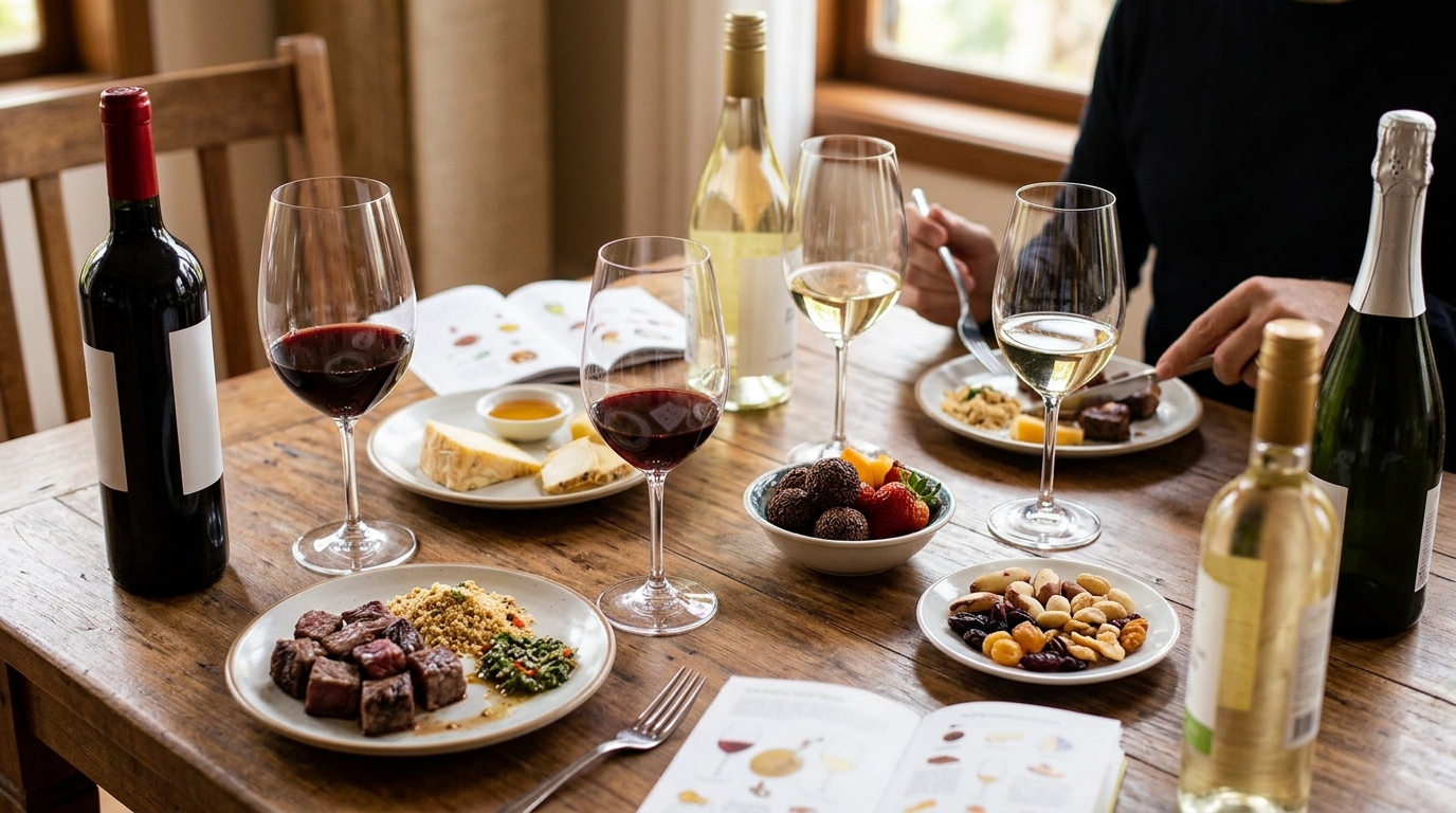 Ilustração: Princípios Básicos de Harmonização para Comida de Boteco (Guia Rápido) - Harmonização Descomplicada: Vinhos Brasileiros e Comida de Boteco em 2026 (Guia para Iniciantes)
