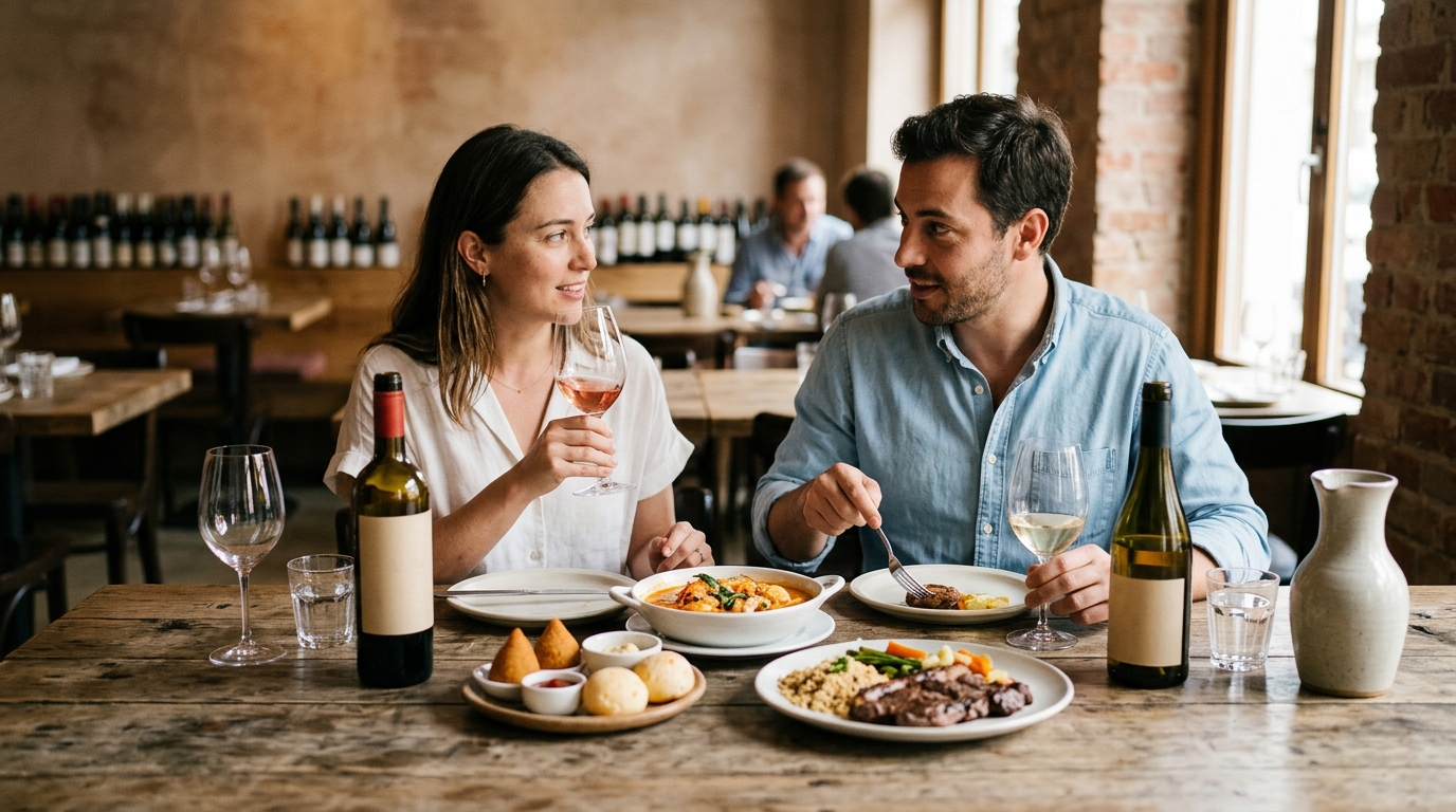 Ilustração: Tendências de Harmonização em 2026: Inovando com Vinhos Nacionais e Comida de Boteco - Harmonização Descomplicada: Vinhos Brasileiros e Comida de Boteco em 2026 (Guia para Iniciantes)