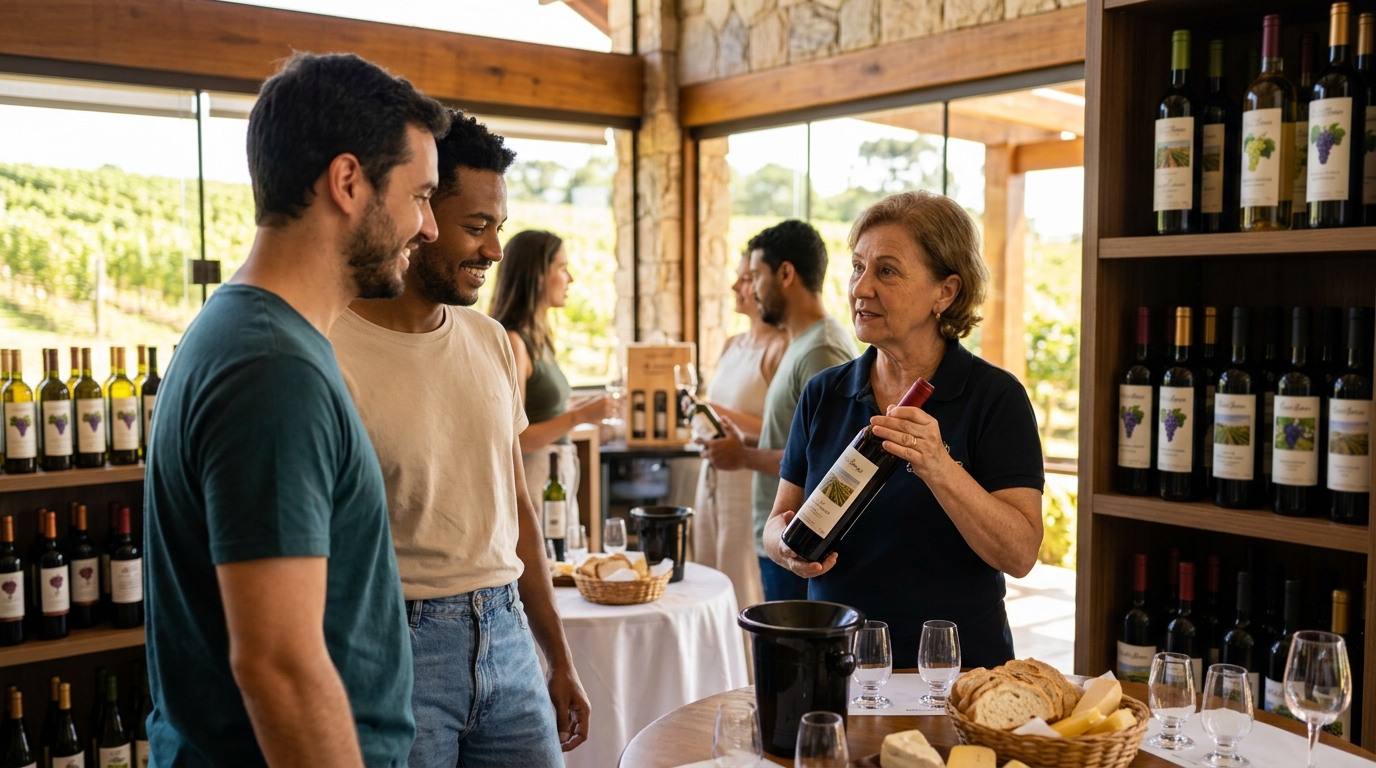Ilustração: Onde Encontrar e Dicas para Comprar Vinhos Brasileiros para Seu Boteco em Casa - Harmonização Descomplicada: Vinhos Brasileiros e Comida de Boteco em 2026 (Guia para Iniciantes)