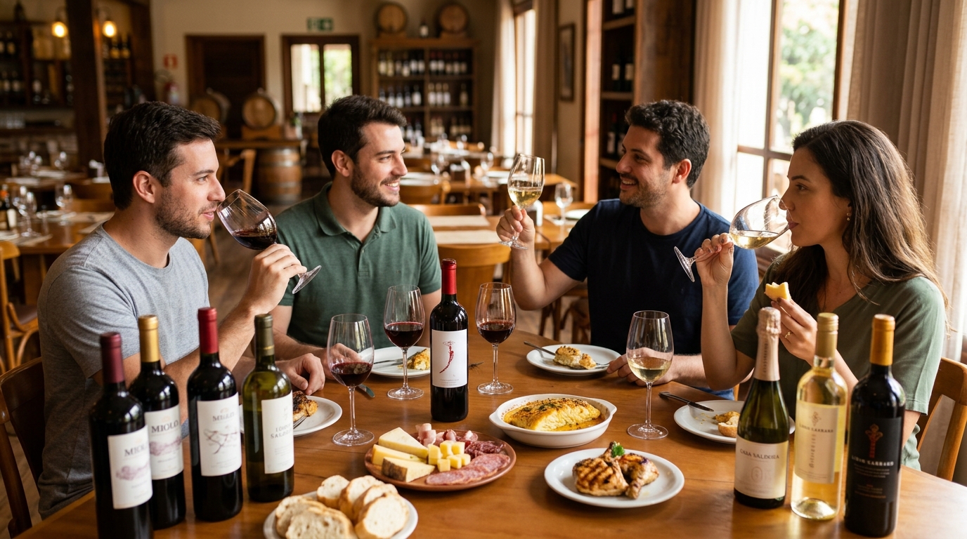 Ilustração: Verdade 1: A Versatilidade dos Vinhos Brasileiros na Harmonização - Mitos e Verdades do Vinho Brasileiro em 2026: Guia Essencial para Iniciantes