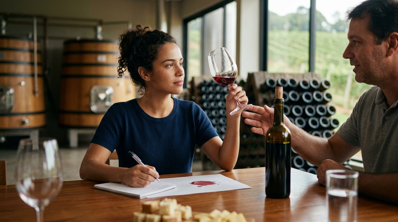 Ilustração: O que é Pinot Noir? Entendendo a Uva e seu Perfil Clássico - Pinot Noir Brasileiro para Iniciantes: Elegância e Versatilidade dos Nacionais em 2026