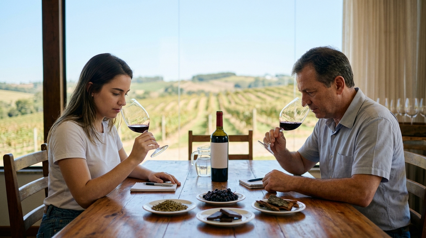 Ilustração: Decifrando os Aromas e Sabores do Riesling Brasileiro para Iniciantes - Riesling Brasileiro para Iniciantes: Guia Completo de Frescor e Acidez em 2026