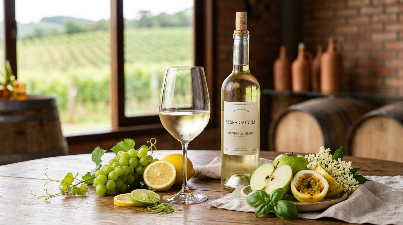 Ilustração: Características Sensoriais do Sauvignon Blanc Nacional para Iniciantes - Sauvignon Blanc Brasileiro para Iniciantes: Guia Completo de Frescor e Aromas em 2026