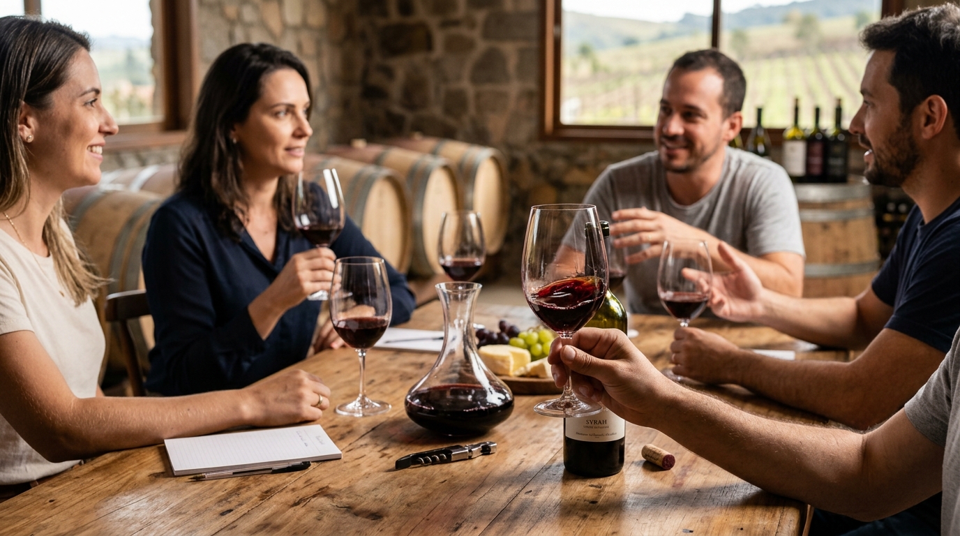 Ilustração: O Que É Syrah Brasileiro? Desvendando a Uva no Brasil - Syrah Brasileiro para Iniciantes: Descubra Rótulos e Harmonizações em 2026