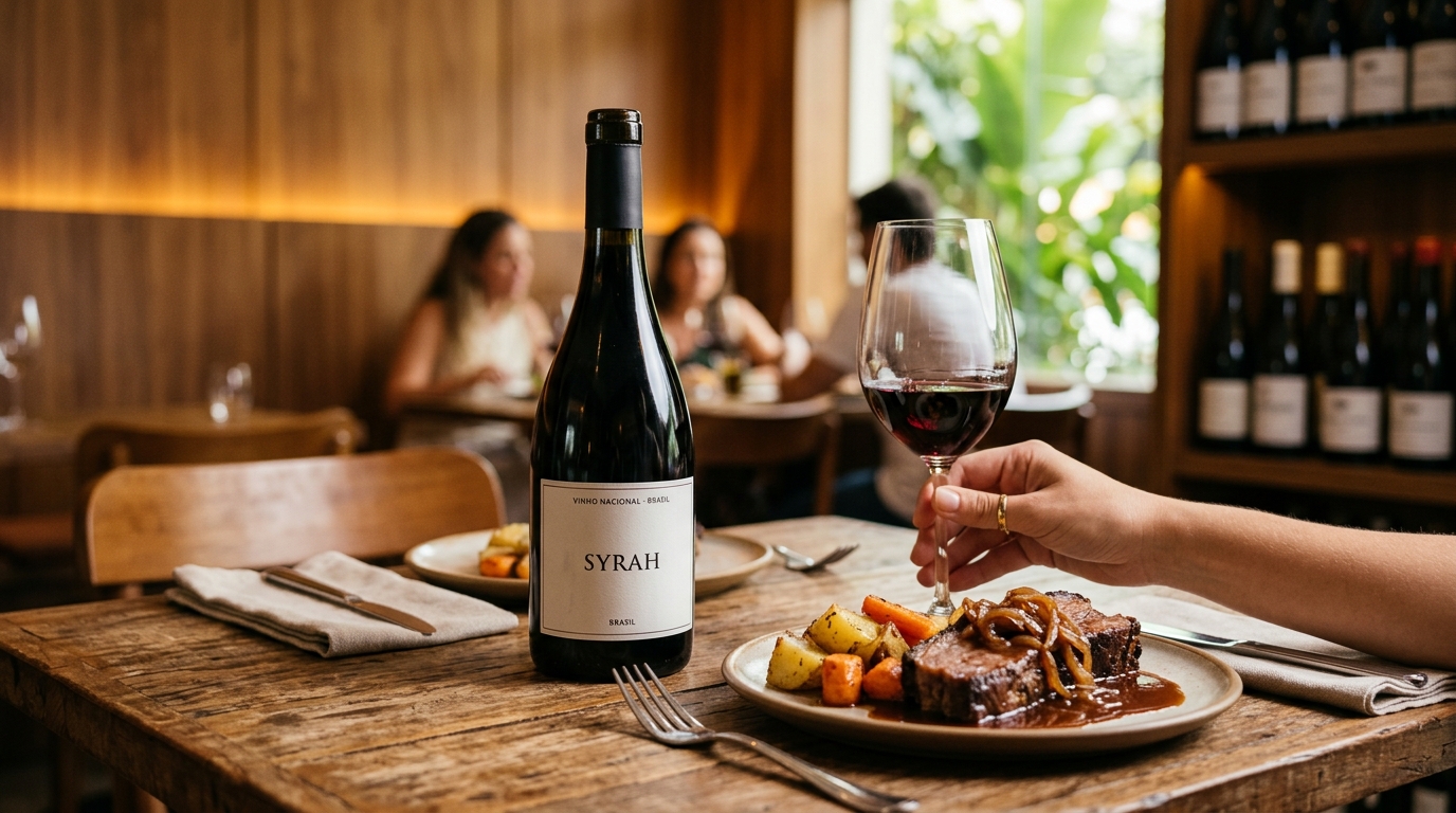Ilustração: Harmonização Descomplicada: Syrah Brasileiro na Mesa - Syrah Brasileiro para Iniciantes: Descubra Rótulos e Harmonizações em 2026