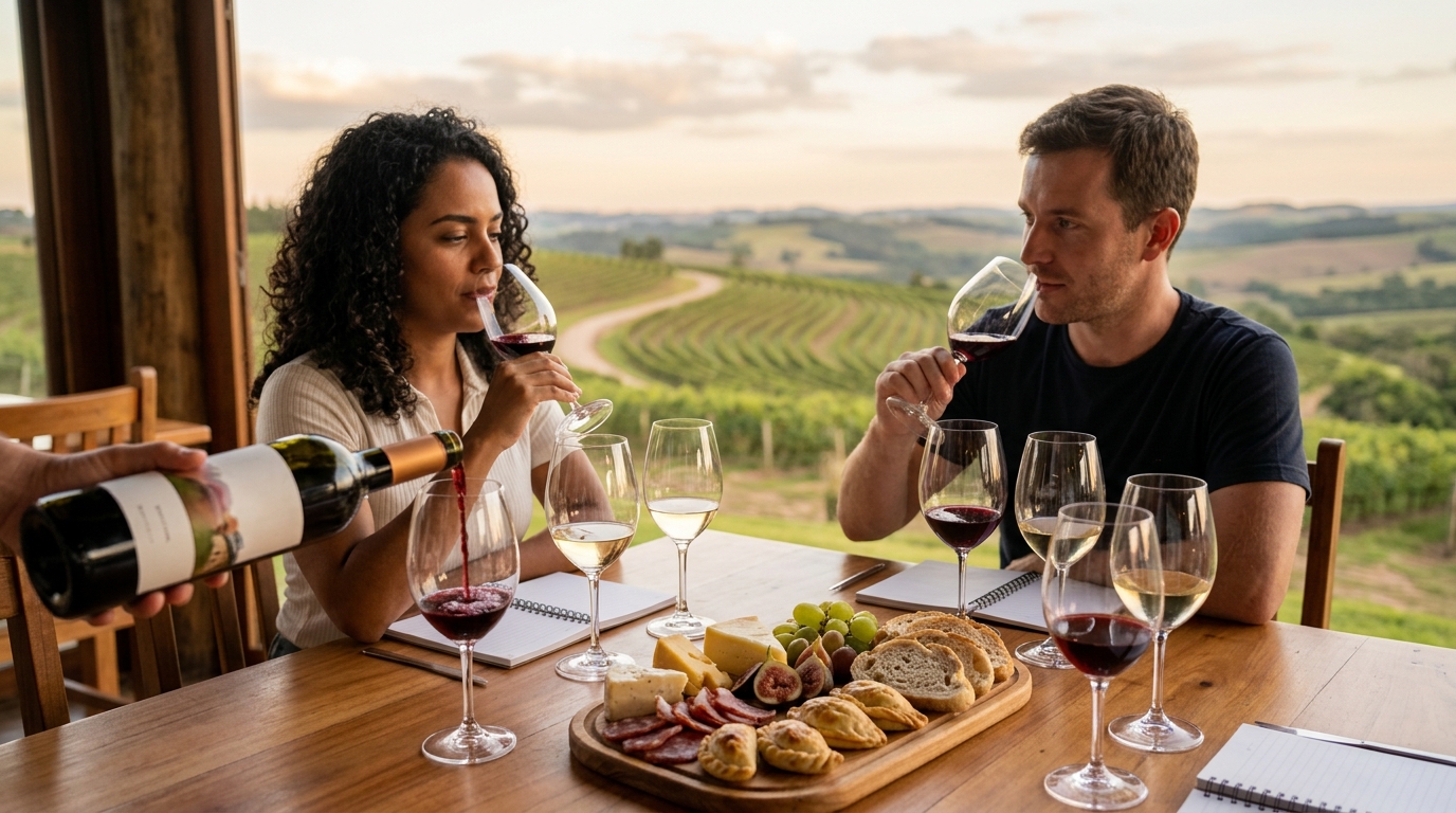Ilustração: Campanha Gaúcha: A Nova Fronteira do Vinho Brasileiro em 2026 - Vale dos Vinhedos vs. Campanha Gaúcha 2026: Qual Região de Vinho Brasileiro Escolher para Iniciantes?
