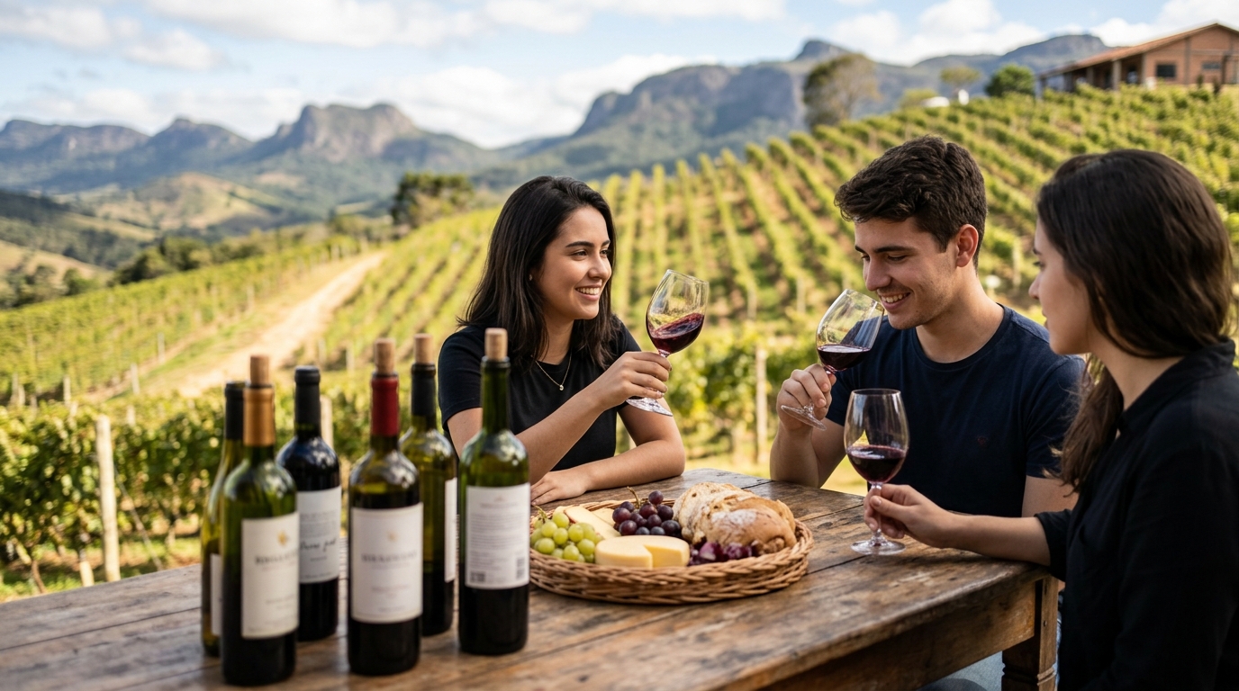 Ilustração: O Que São Vinhos de Altitude e Por Que São Especiais no Brasil? - Vinhos de Altitude Brasileiros para Iniciantes: Guia Completo dos Terroirs Frescos em 2026