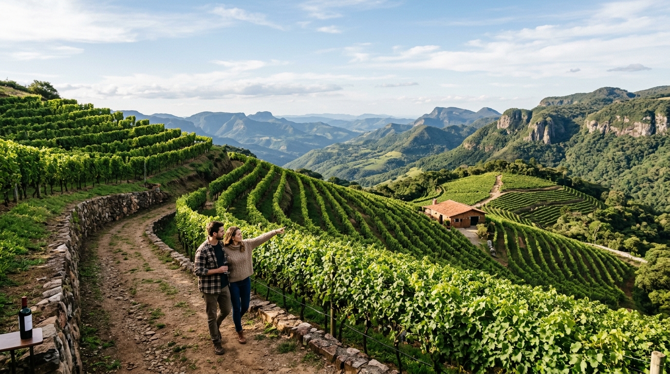 Ilustração: Os Principais Terroirs de Altitude Brasileiros para Explorar em 2026 - Vinhos de Altitude Brasileiros para Iniciantes: Guia Completo dos Terroirs Frescos em 2026