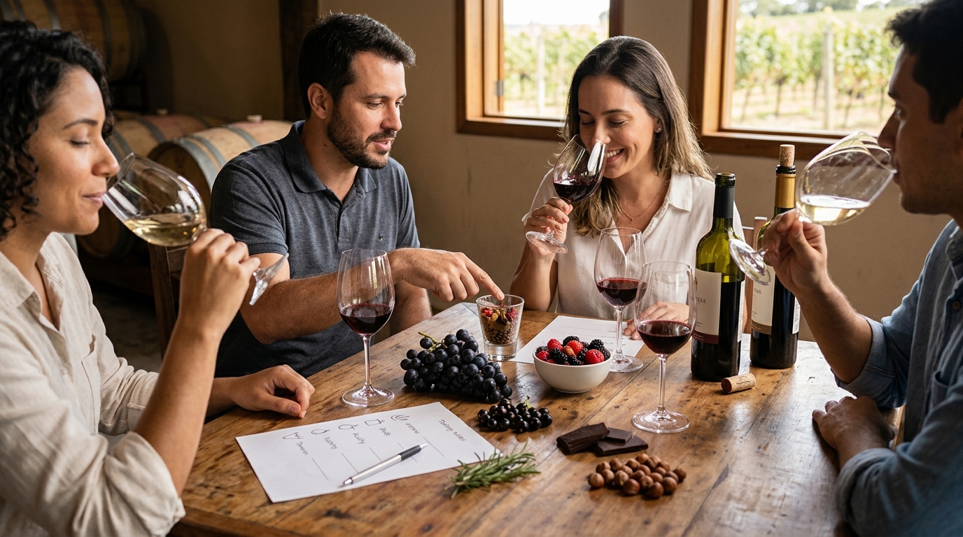 Ilustração: Perfil Sensorial: Sabores e Aromas Únicos dos Vinhos em Ânforas Brasileiros - Vinhos Brasileiros em Ânforas 2026: O Guia Completo para Iniciantes na Arte Milenar da Vinificação Natural