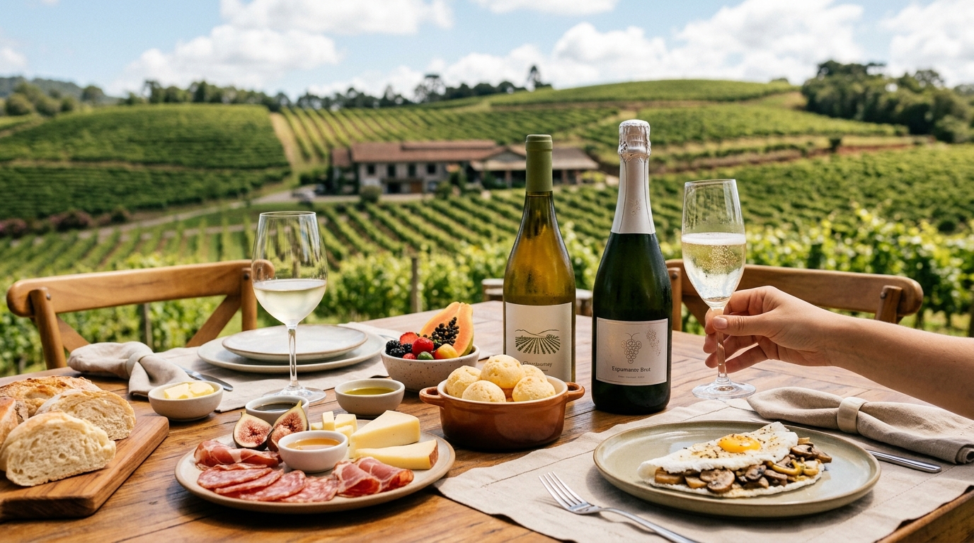 Ilustração: Entendendo o Brunch: Características dos Vinhos Ideais - Vinhos Brasileiros para Brunch em 2026: Rótulos Essenciais e Harmonizações Leves para Iniciantes