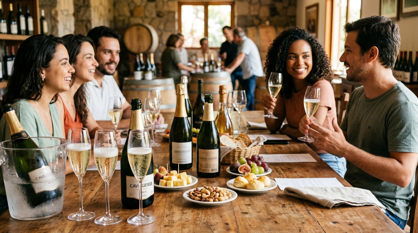 Ilustração: Espumantes Brasileiros: Os Protagonistas Incontestáveis do Brunch - Vinhos Brasileiros para Brunch em 2026: Rótulos Essenciais e Harmonizações Leves para Iniciantes