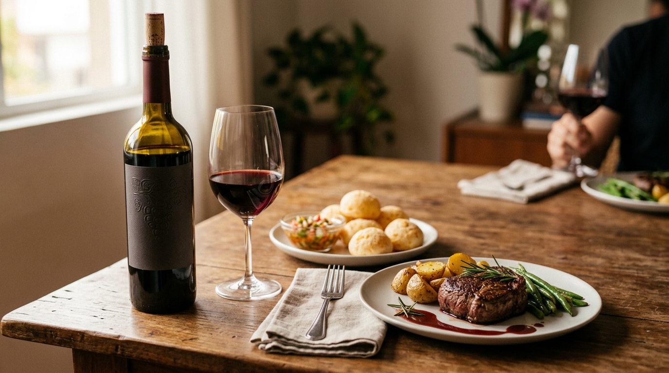 Ilustração: Harmonização de Vinho e Comida Junina: Rótulos Brasileiros para Cada Quitute - Vinhos Brasileiros para Festas Juninas 2026: Guia Completo de Harmonização e Rótulos para seu Arraial