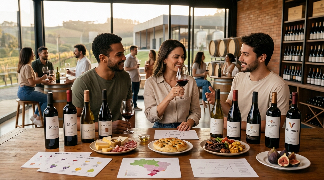 Ilustração: Novidades e Tendências 2026: Inovando no Arraial com Vinhos Brasileiros - Vinhos Brasileiros para Festas Juninas 2026: Guia Completo de Harmonização e Rótulos para seu Arraial