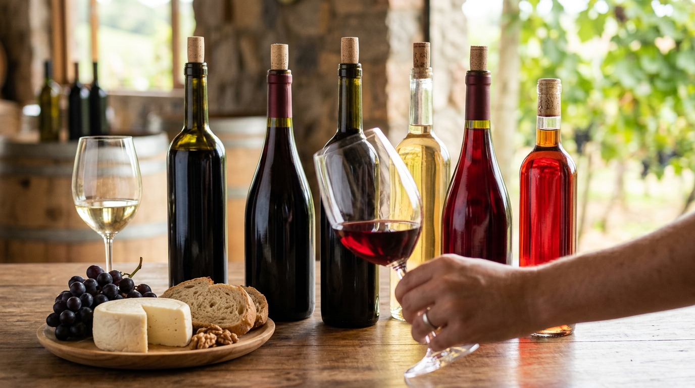 Ilustração: Rótulos de Vinhos Brasileiros Leves e Descomplicados para 2026 - Vinhos Brasileiros para Happy Hour 2026: Leves, Descomplicados e Perfeitos para Iniciantes