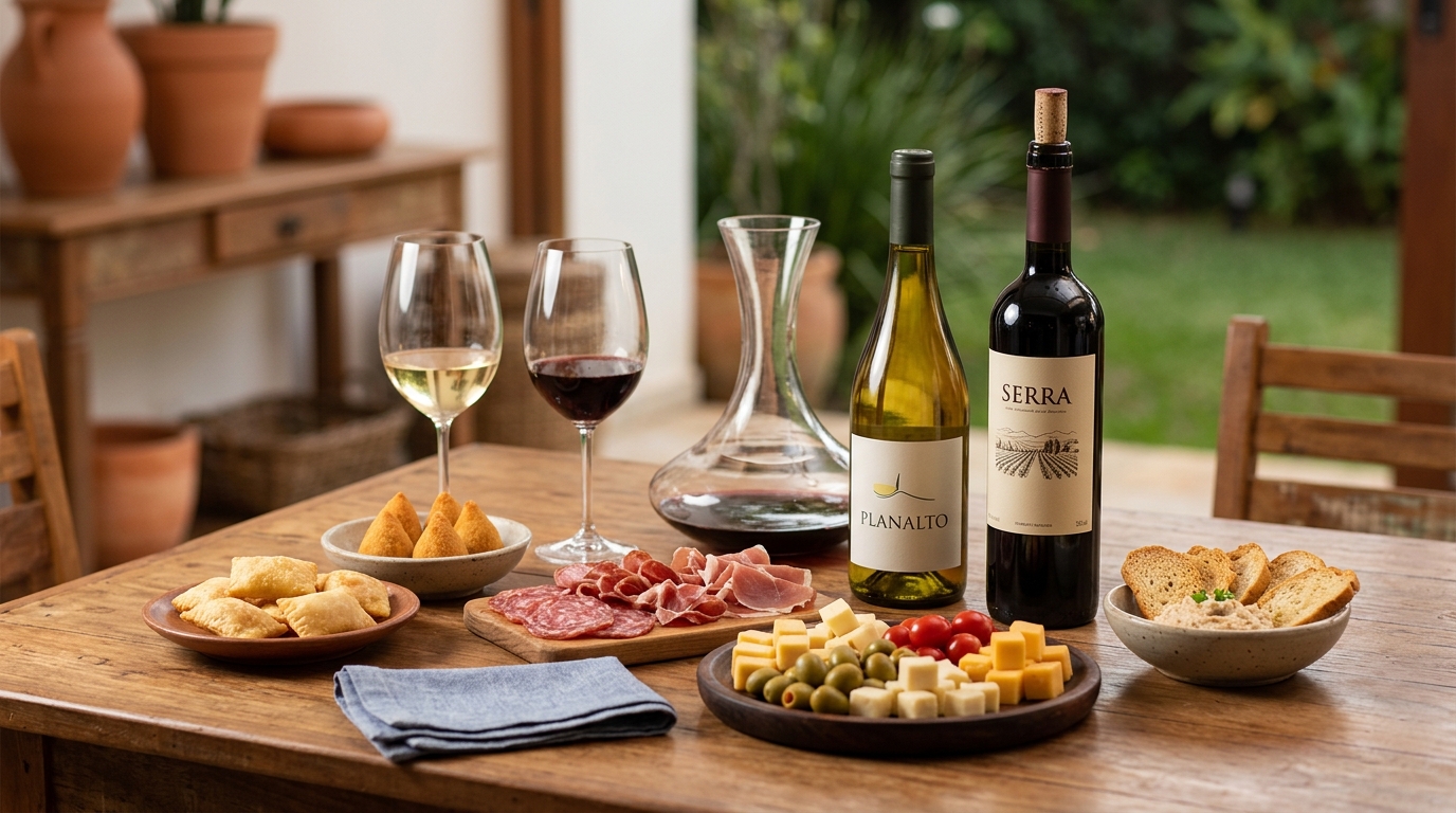 Ilustração: Harmonização Descomplicada: Petiscos e Vinhos Brasileiros - Vinhos Brasileiros para Happy Hour 2026: Leves, Descomplicados e Perfeitos para Iniciantes