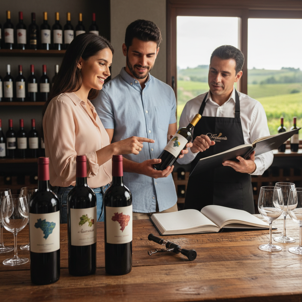 Ilustração: Como Escolher Seu Primeiro Vinho Brasileiro na Loja (ou Online!) - Vinhos Brasileiros para Iniciantes: Seu Guia Completo para Degustar e Amar Sem Complicações