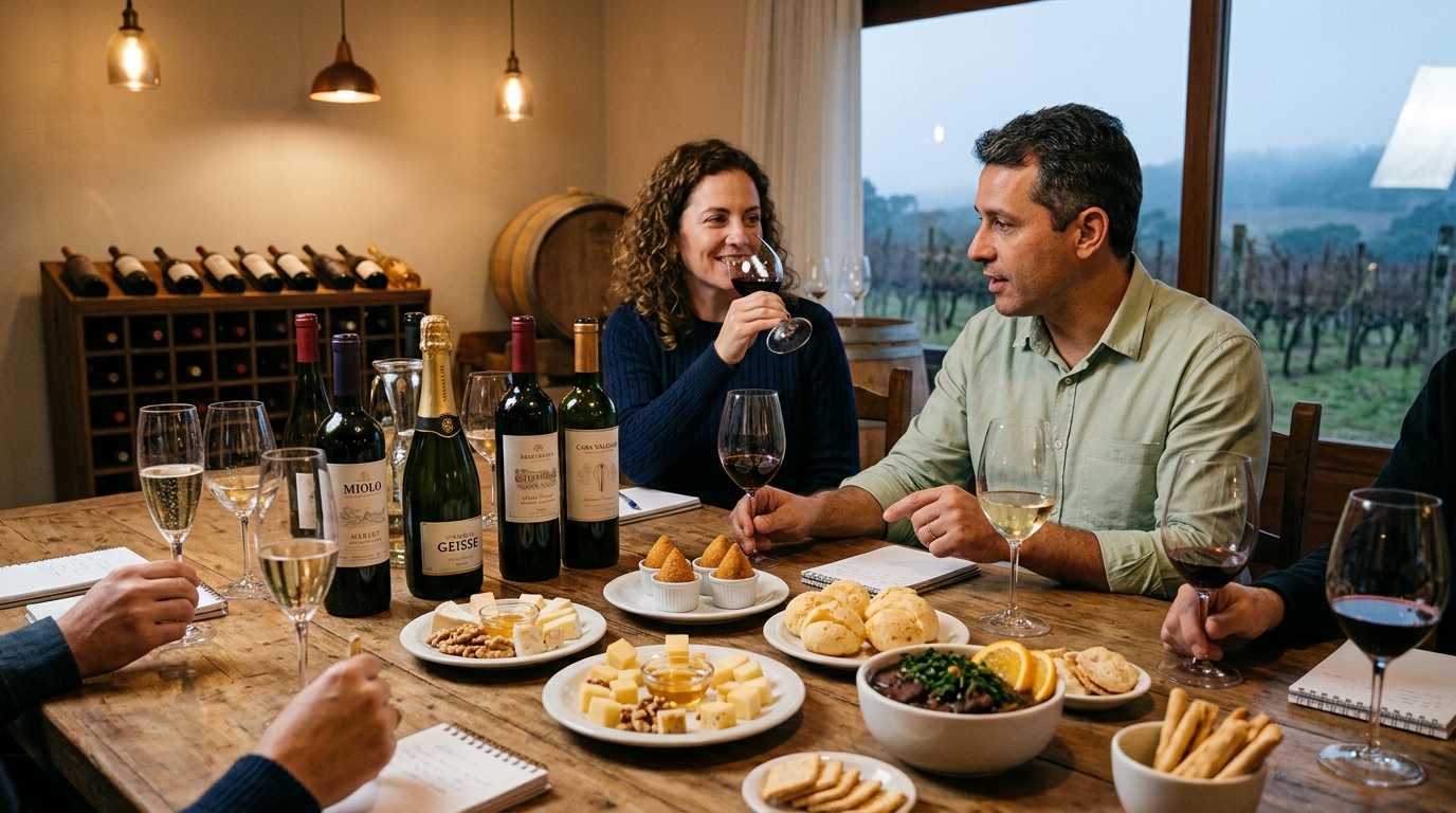 Ilustração: Harmonização Perfeita: Vinhos Brasileiros de Inverno e Gastronomia de 2026 - Vinhos Brasileiros de Inverno para Iniciantes: Conforto e Sabor em 2026