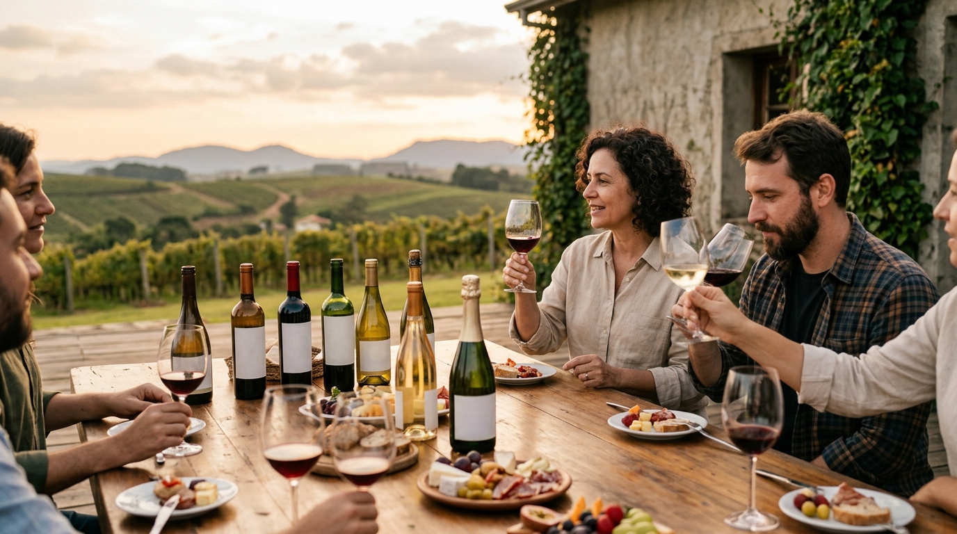 Ilustração: Por Que os Vinhos Brasileiros Conquistam o Mundo em 2026? - Vinhos Brasileiros Premiados 2026: Guia Essencial para Iniciantes (Onde Comprar os Melhores Rótulos Nacionais)
