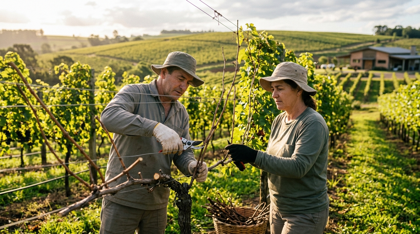 Ilustração: Por Que a Dupla Poda é Crucial para os Vinhos Brasileiros em 2026? - Vinhos de Dupla Poda Brasileiros em 2026: Desvendando a Técnica que Revela Novas Regiões para Iniciantes