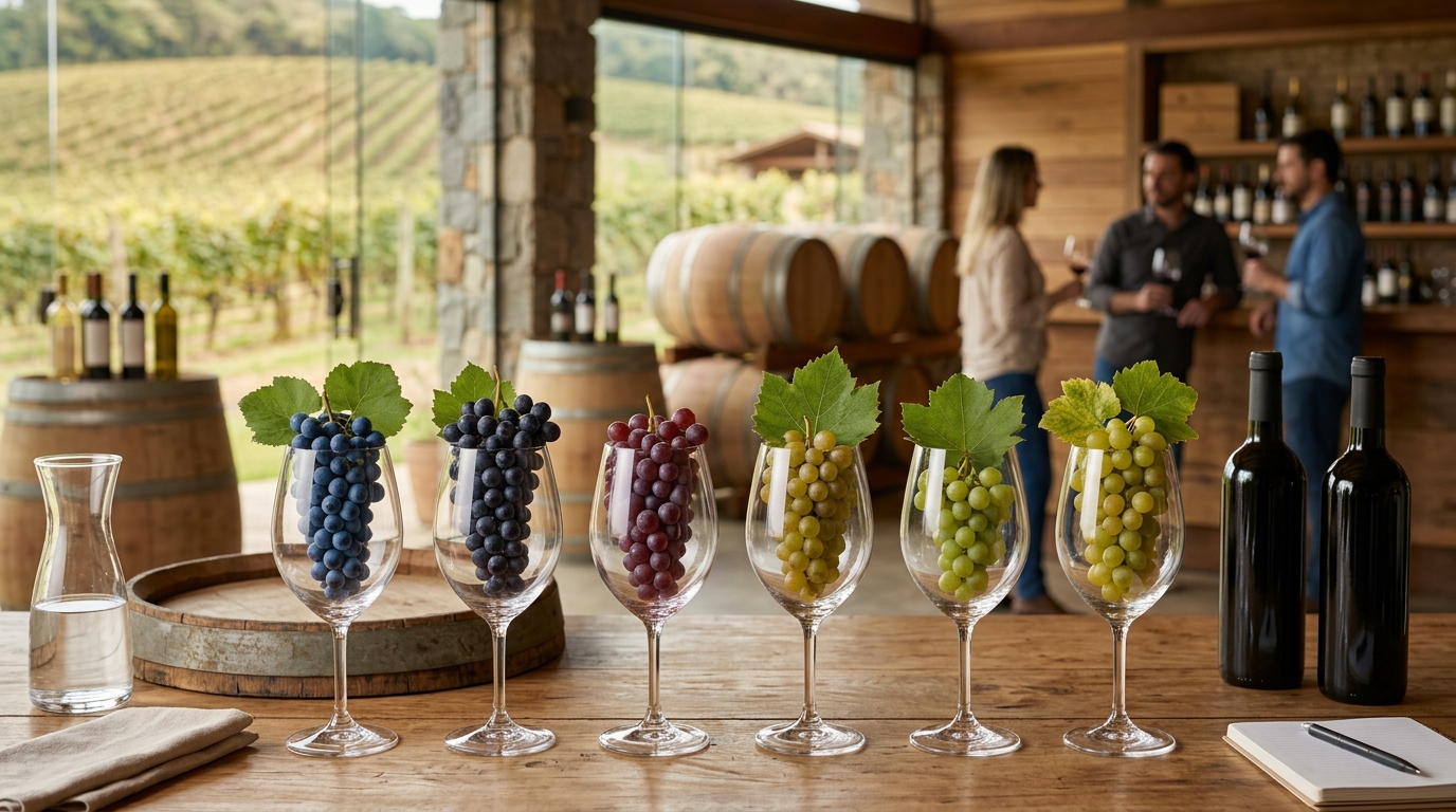 Ilustração: Principais Variedades de Uvas Brasileiras com Potencial de Guarda em 2026 - Vinhos de Guarda Brasileiros para Iniciantes: Guia Completo de Escolha e Apreciação em 2026
