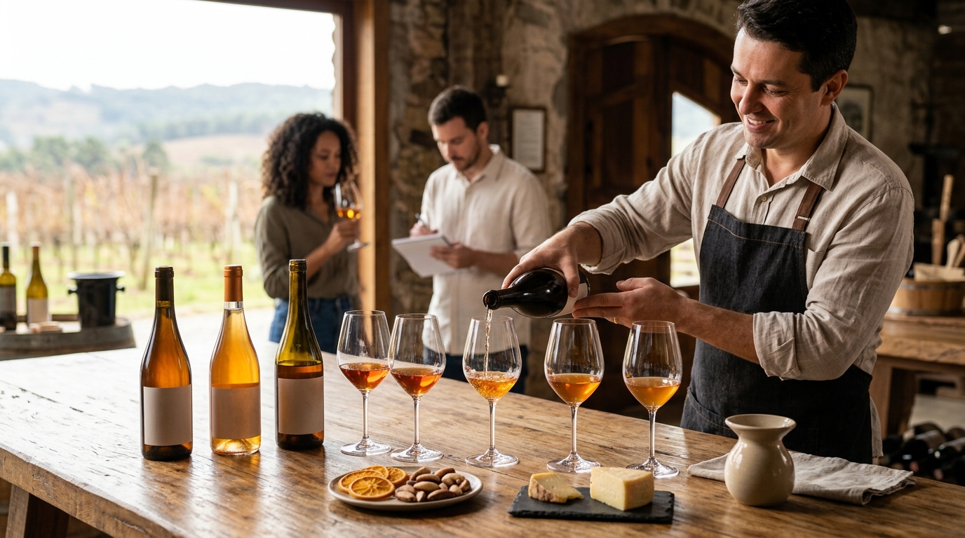 Ilustração: O Que é Vinho Laranja? Desvendando o Conceito e a Produção - Vinhos Laranjas Brasileiros em 2026: Guia Completo para Iniciantes Desvendarem a Tendência Nacional