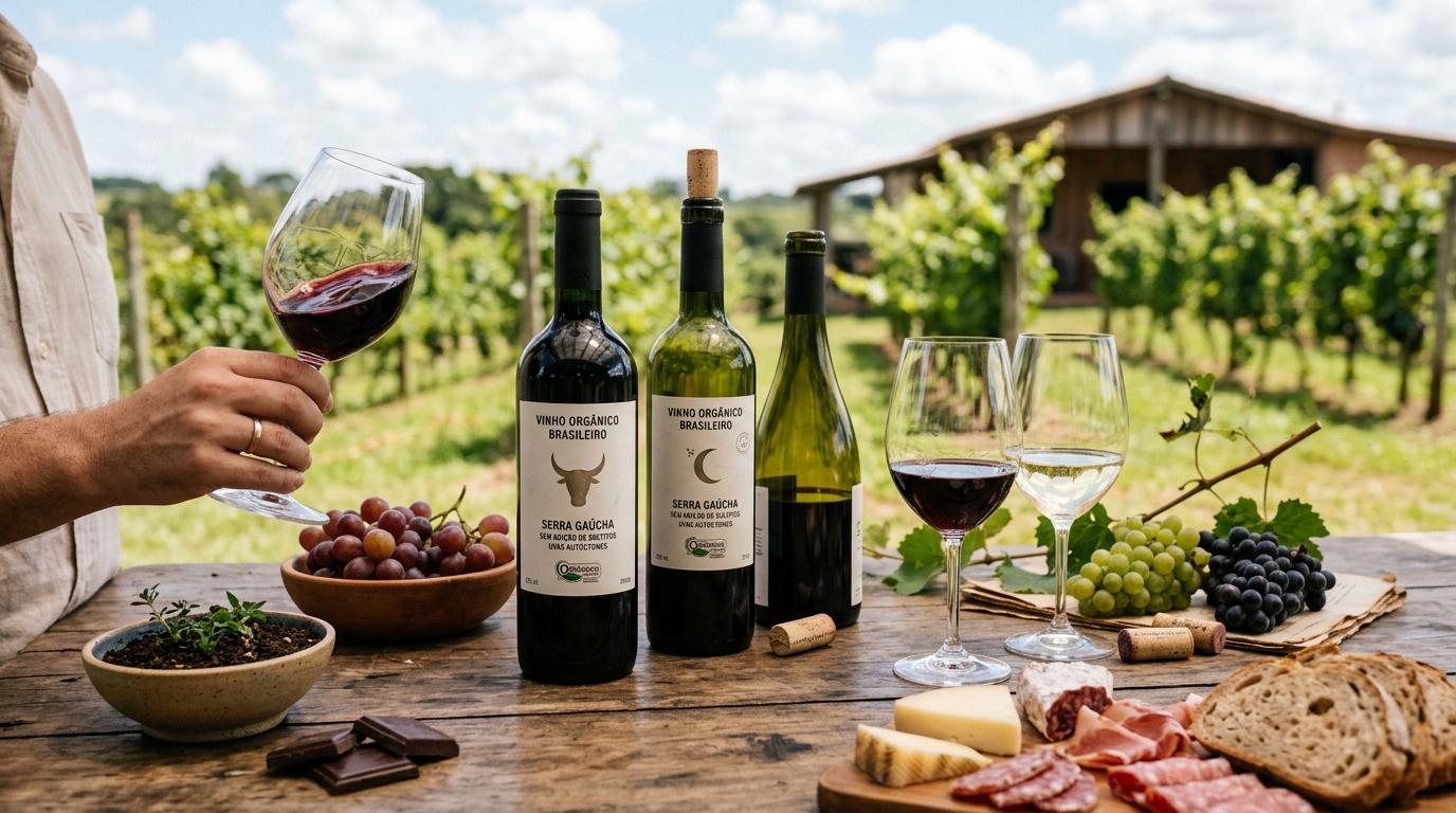 Ilustração: O Que São Vinhos Orgânicos, Biodinâmicos e Naturais? Desmistificando os Conceitos - Vinhos Orgânicos e Biodinâmicos Brasileiros em 2026: Guia Completo para Iniciantes na Sustentabilidade