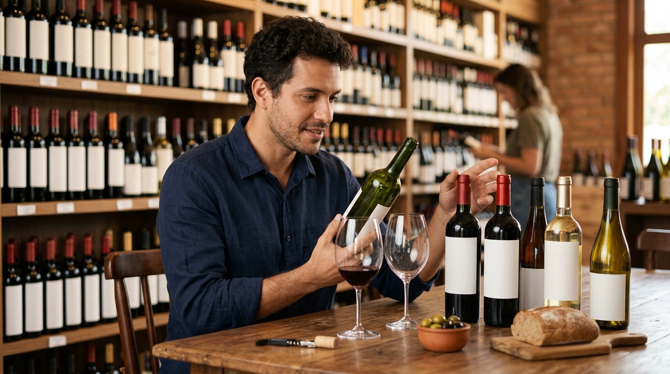 Ilustração: Guia Prático para Escolher Seu Primeiro Vinho Tinto Brasileiro - Vinhos Tintos Brasileiros para Iniciantes: Guia Essencial de Escolha e Harmonização em 2026