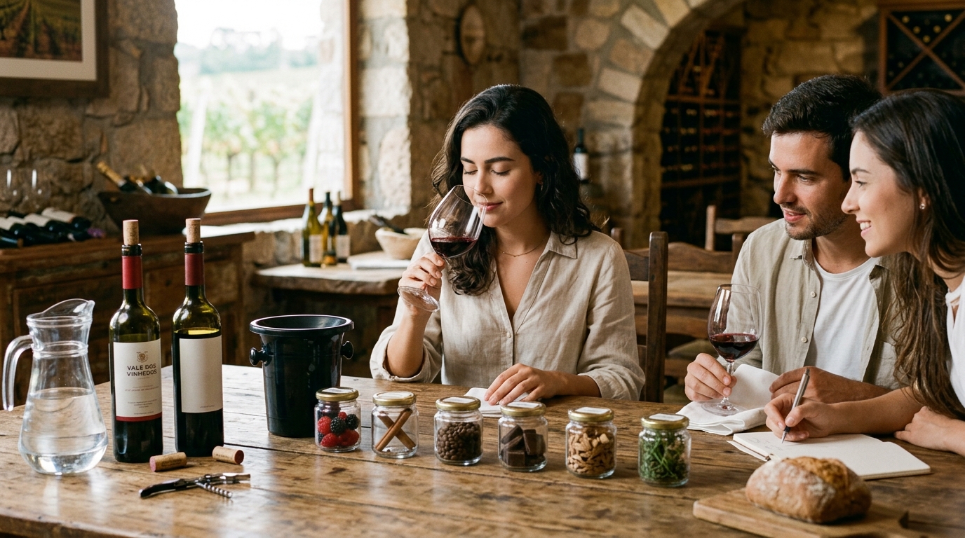 Ilustração: Características Sensoriais: Desvendando os Sabores do Vinho Isabel e Vinho Niágara - Vinhos com Uva Isabel e Niágara em 2026: O Guia Completo do Sabor Brasileiro para Iniciantes
