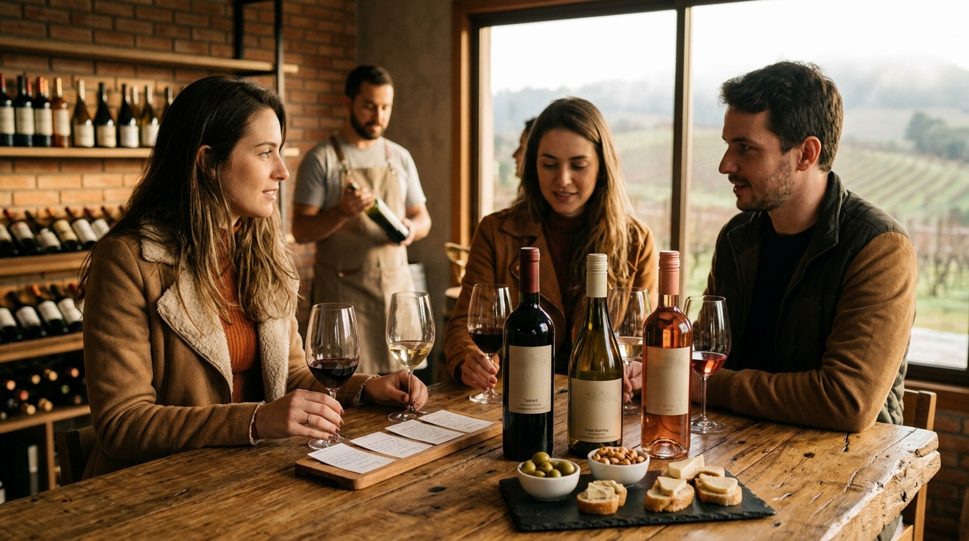 Ilustração: Tipos de Vinhos Veganos Brasileiros para Cada Paladar - Vinhos Veganos Brasileiros em 2026: Guia Completo para Iniciantes Conscientes