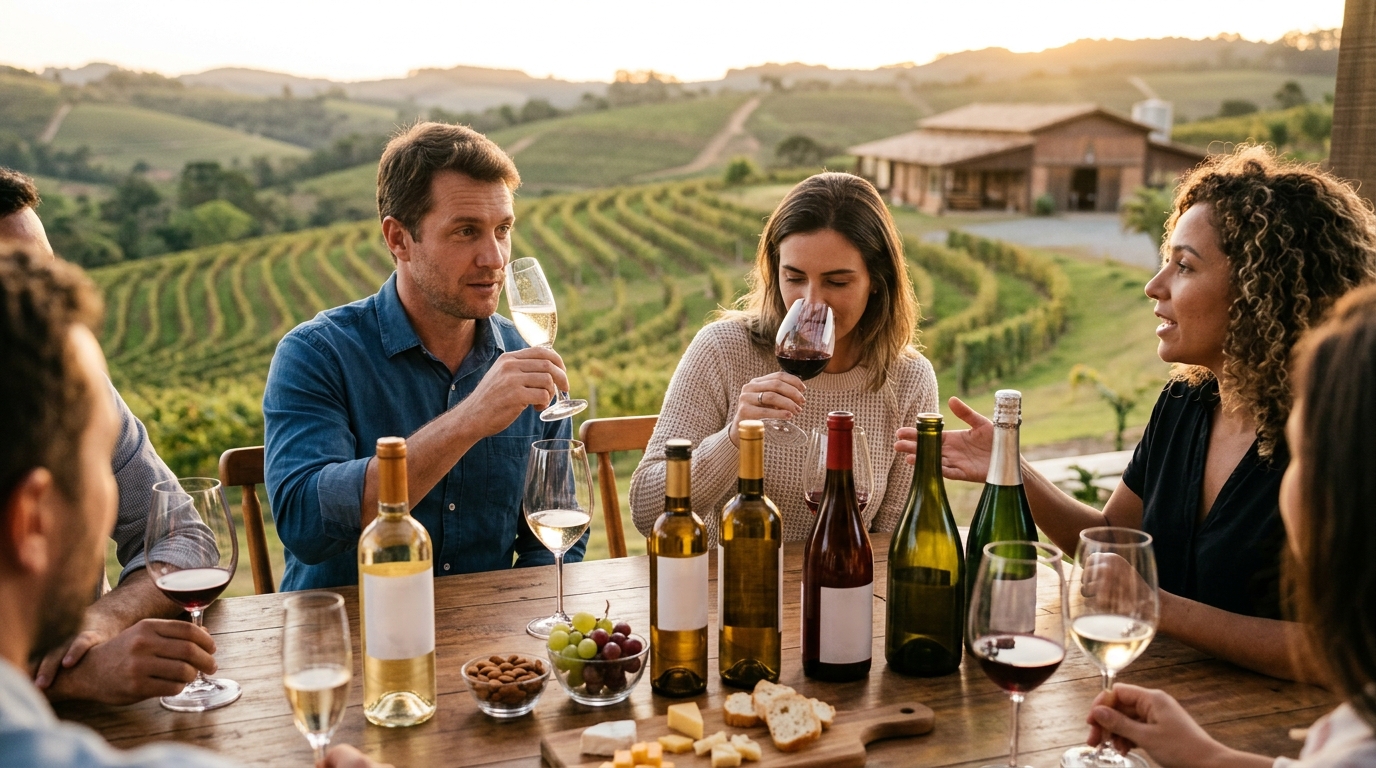 Ilustração: Os Estilos de Vinhos Brasileiros Perfeitos para o Verão de 2026 - Vinhos de Verão Brasileiros para Iniciantes: Frescor e Leveza em 2026