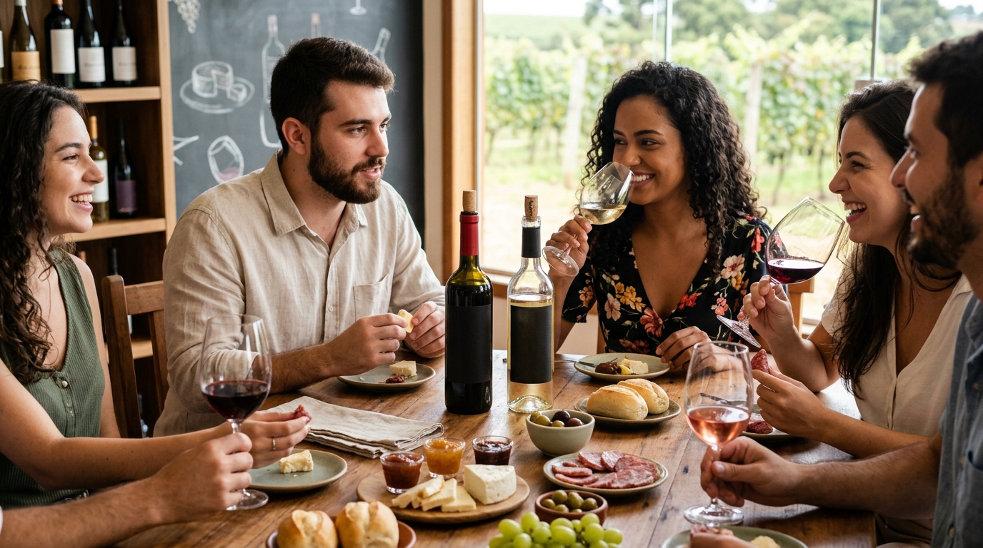 Ilustração: Harmonização Descomplicada: Vinhos de Verão e Comidas Típicas Brasileiras - Vinhos de Verão Brasileiros para Iniciantes: Guia Essencial e Refrescante em 2026