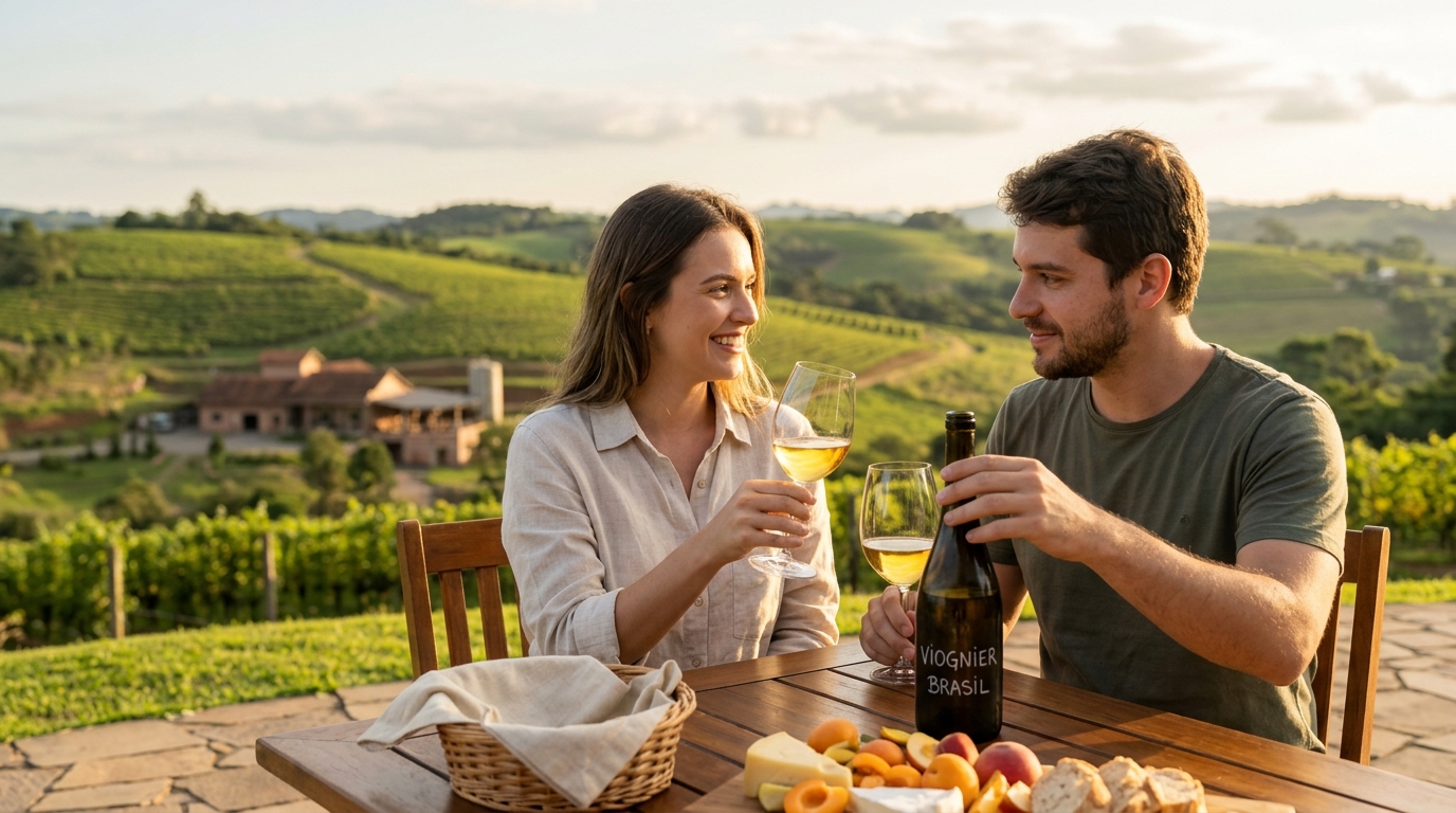 Ilustração: Viognier no Brasil: Um Sucesso Crescente e Consolidado em 2026 - Viognier Brasileiro para Iniciantes: Guia Definitivo da Uva Branca Aromática em 2026