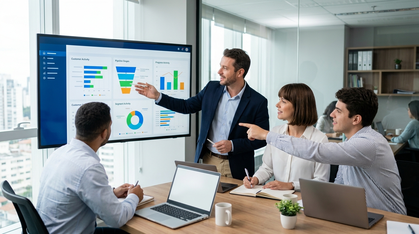 Ilustração: A Importância Estratégica da Prova Social no Marketing Digital - Como Automatizar a Coleta de Depoimentos e Avaliações de Clientes no Kommo CRM para Impulsionar seu Marketing
