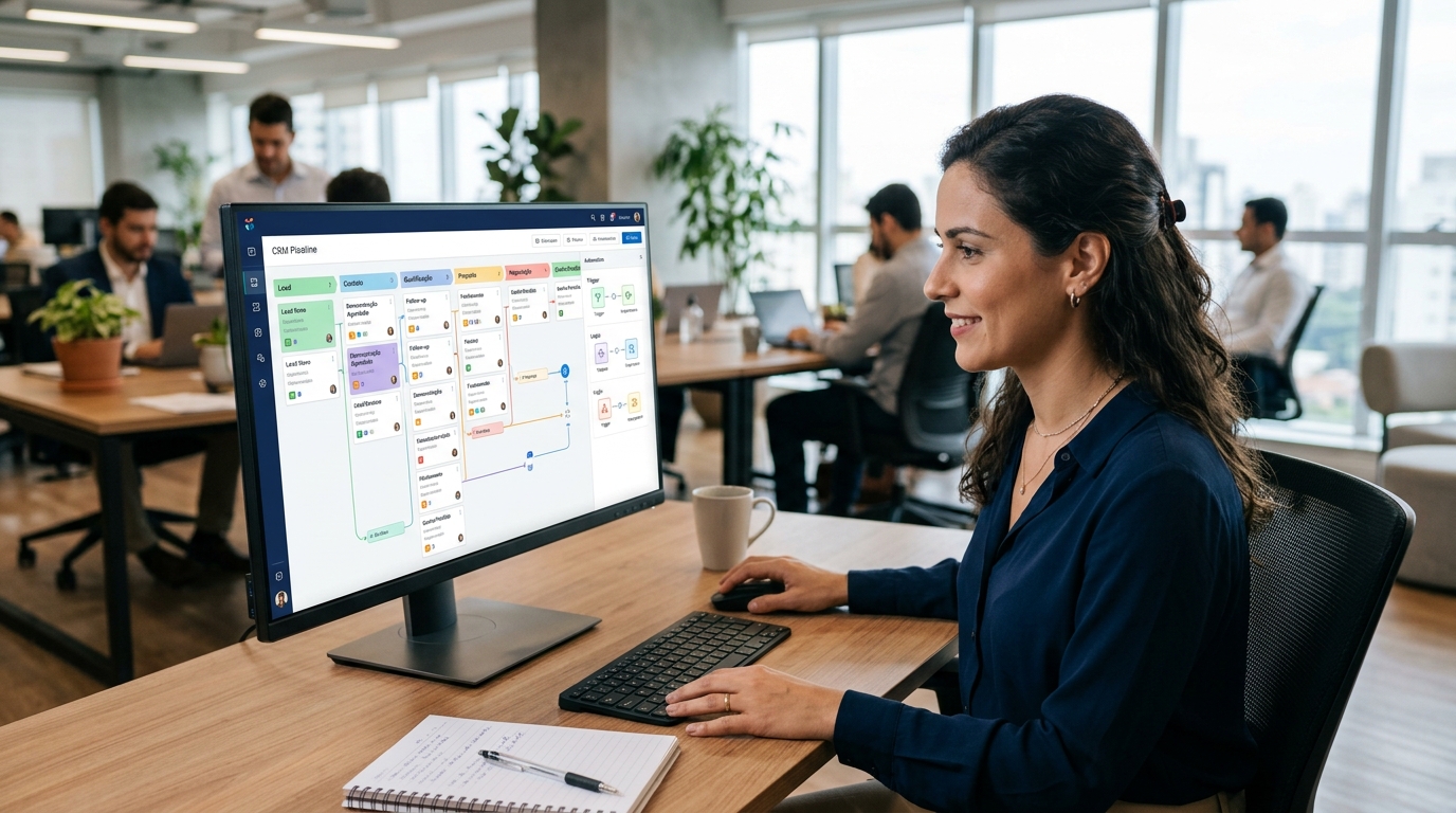 Ilustração: Personalizando o Pipeline Digital no Kommo CRM - Como Otimizar o Pipeline Digital do Kommo CRM para Vendas B2B de Alto Valor