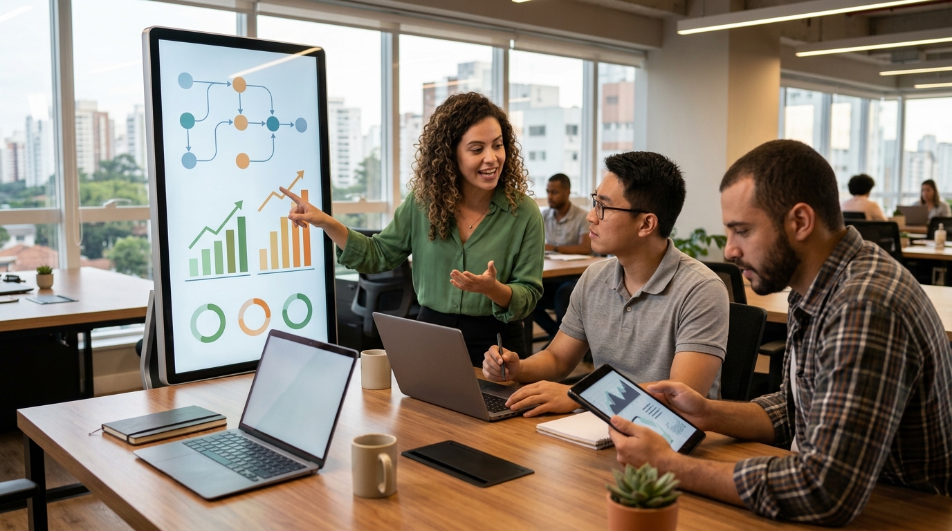 Ilustração: Por Que Automatizar no Kommo CRM? O Valor Estratégico - Automação no Kommo CRM: Guia Avançado para Otimizar Tarefas e Fluxos de Trabalho