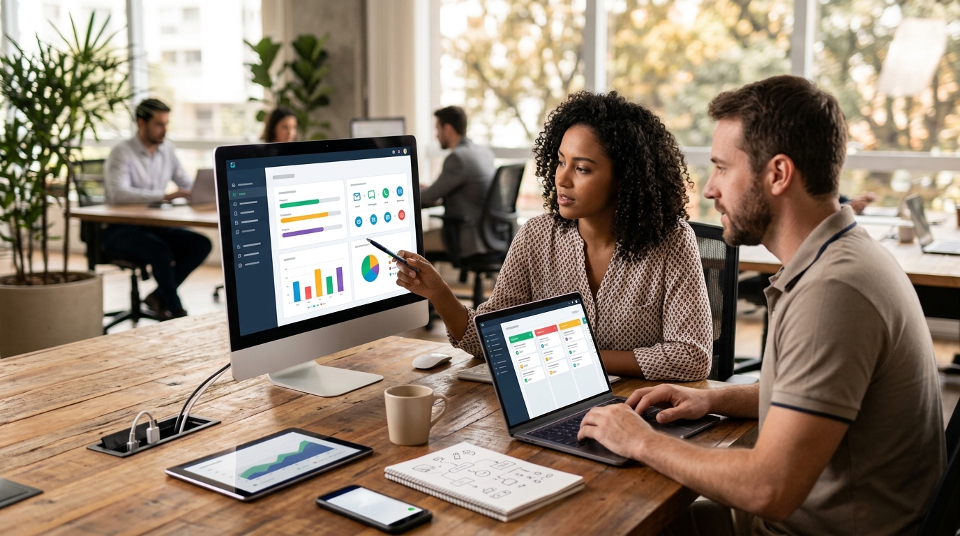 Ilustração: Ferramentas de Automação do Kommo CRM: Um Panorama Detalhado - Automação no Kommo CRM: Guia Avançado para Otimizar Tarefas e Fluxos de Trabalho
