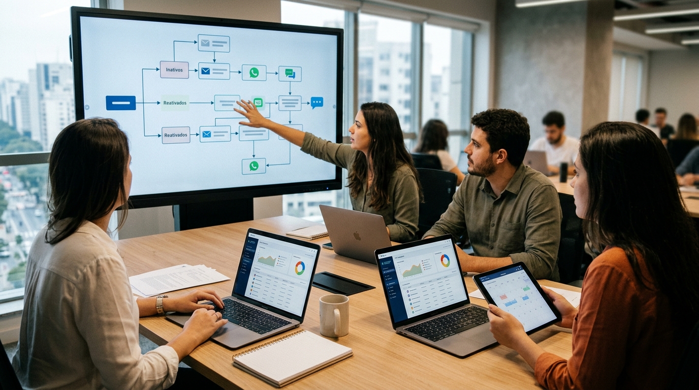 Ilustração: Estratégias de Conteúdo para Reativação Bem-Sucedida - Como Criar Automações de Reengajamento de Leads Inativos no Kommo CRM: Guia Completo