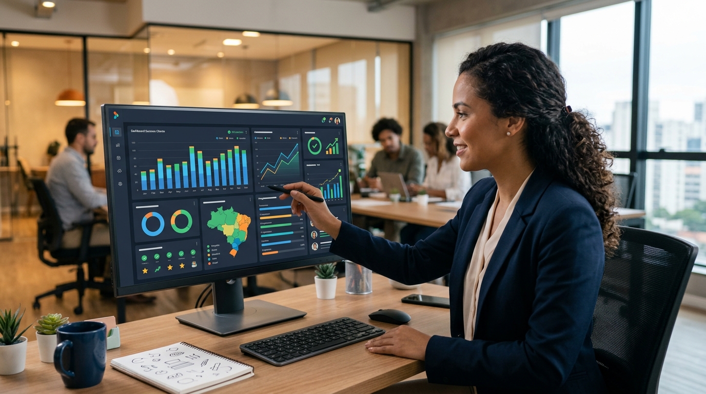 Ilustração: Por Que um Dashboard de Sucesso do Cliente é Crucial? - Como Criar um Dashboard de Sucesso do Cliente no Kommo CRM: Métricas Essenciais e Automação para Retenção