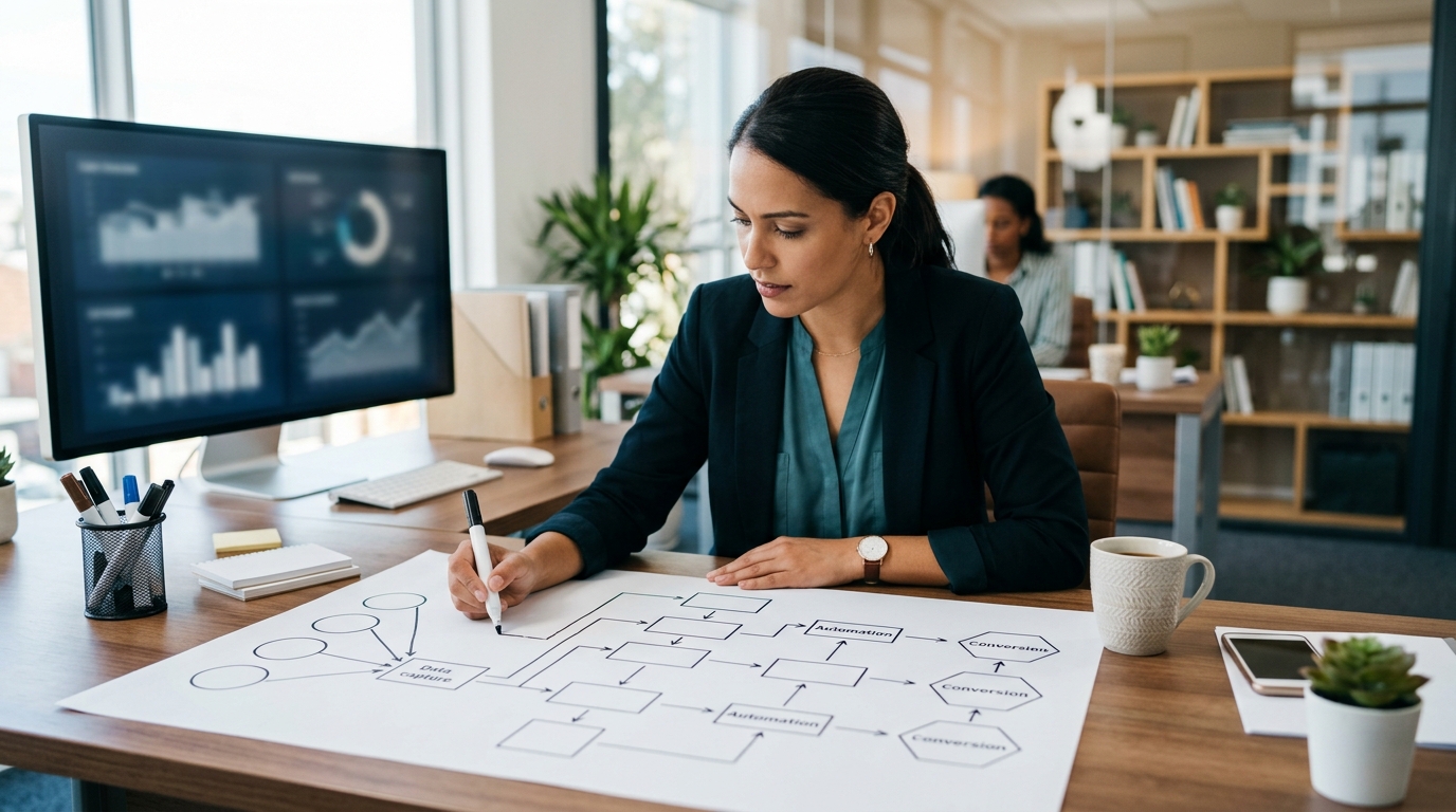 Ilustração: Planejamento Eficaz: Desenhando Seu Pipeline de Vendas Digital - Kommo CRM: Guia Passo a Passo para Criar e Automatizar Seu Pipeline de Vendas Digital