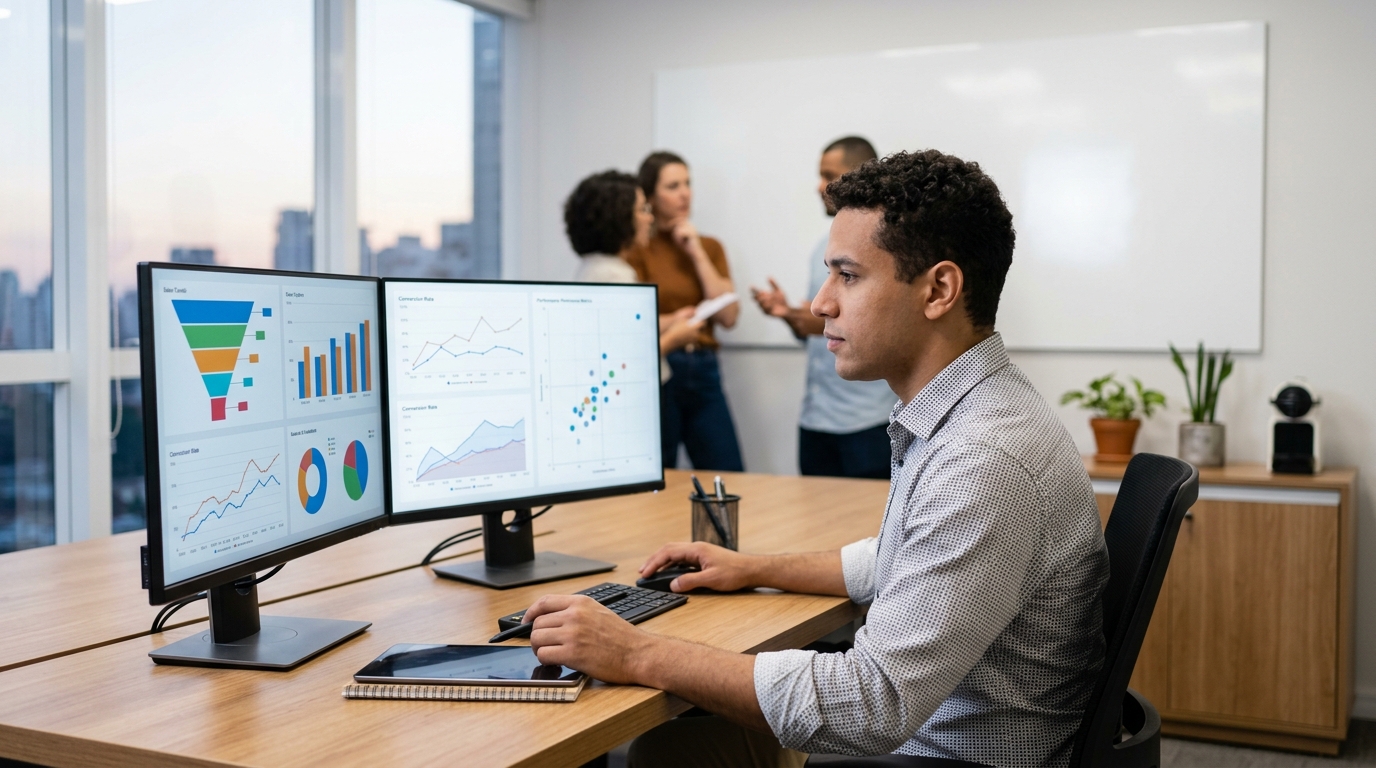 Ilustração: Medição e Otimização do Seu Pipeline Digital - Kommo CRM: Guia Passo a Passo para Criar e Automatizar Seu Pipeline de Vendas Digital