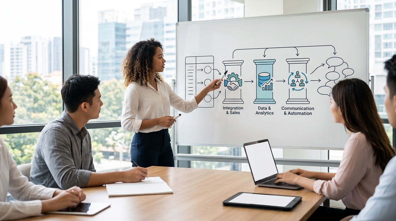 Ilustração: Planejamento Estratégico: Os Pilares de um Programa de Sucesso - Como Criar um Programa de Indicação de Clientes Automatizado no Kommo CRM para Escalar Suas Vendas