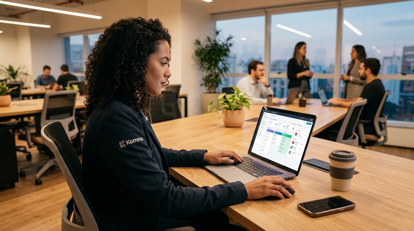 Ilustração: Maximizando a Eficiência com Automação Inteligente no Kommo CRM - Como Criar um Programa de Indicação de Clientes Automatizado no Kommo CRM para Escalar Suas Vendas
